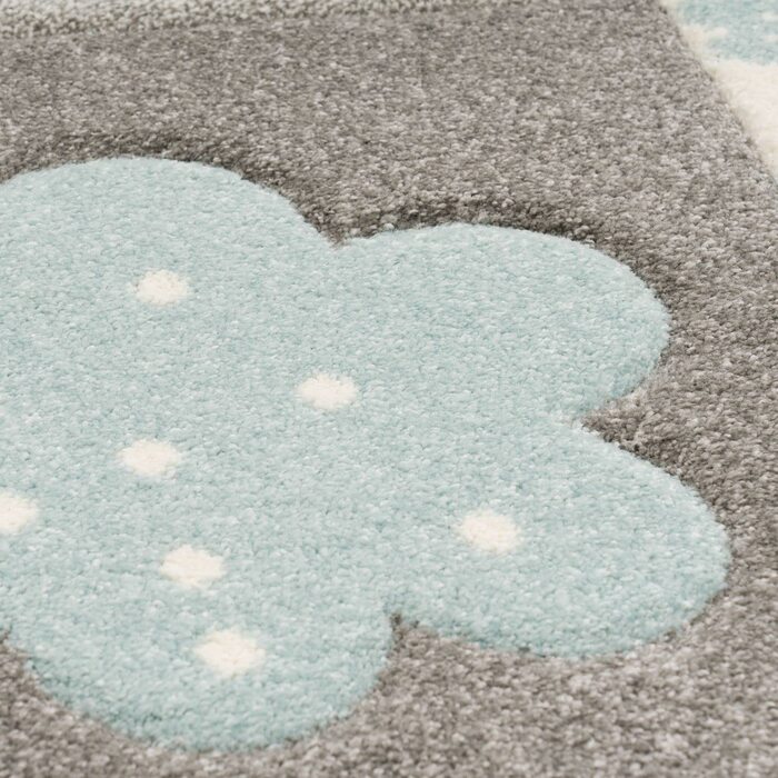 Домашній килим для дитячої кімнати TT, дитячий килим з малюнком райдужних хмар, сіро-рожево-кремовий (120 см круглої форми, Різнокольоровий)