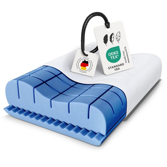 Ортопедична подушка для шиї OnlyDreams з гелевим шаром | Регульована висота та жорсткість | Чохол з алое вера | Підходить для всіх положень сну - Oeko-Tex