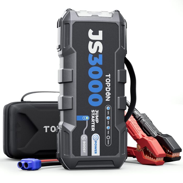 Powerbank TOPDON JS3000 для запуску авто: 12V, 3000A, 24000mAh, для бензинових та дизельних двигунів до 9.0L та 7.0L відповідно
