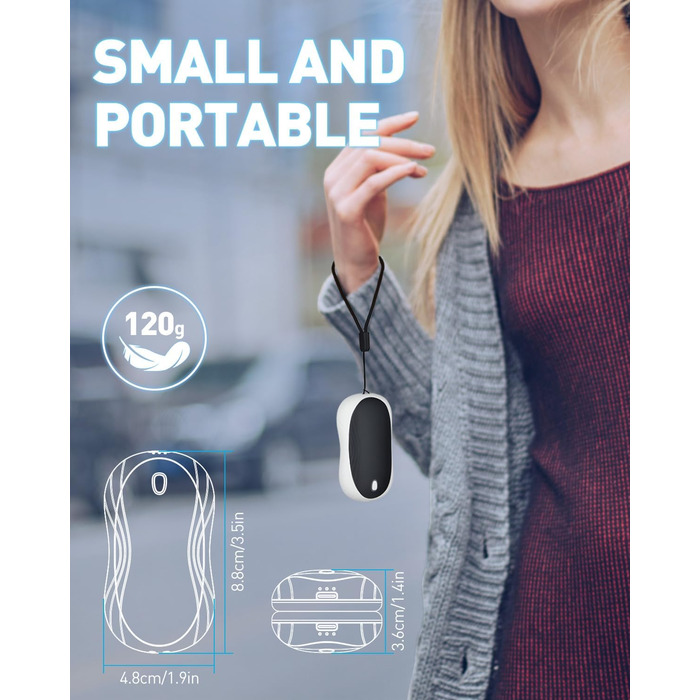 Електричні грілки для рук Cnkeeo 2 шт. з роздільним магнітним з'єднанням, Powerbank USB, 3 режими нагріву, для спорту, риболовлі, полювання, чорно-білі