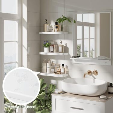 Набір полиць на стіну Wandregal з дерева (3 шт) білі, плаваючі полиці з прихованим кріпленням для вітальні, спальні, кухні, для книг та декору