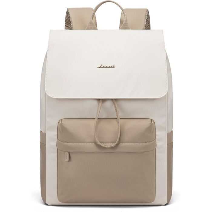LOVEVOOK Рюкзак для жінок, 15.6 дюймів, рюкзак для школи, водонепроникний, для підлітків, легкий, з відділенням для ноутбука, для подорожей, універсітету, роботи, 15.6 дюймів, бежевий+хакі
