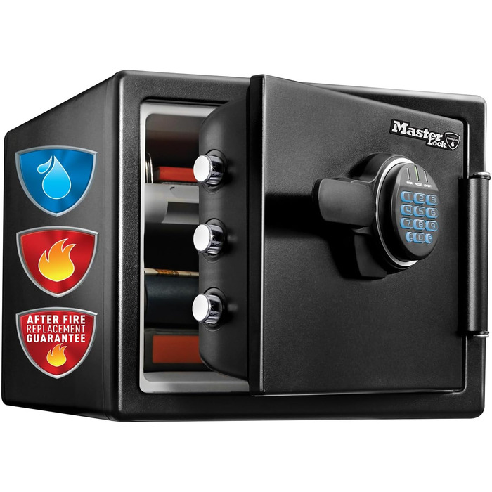 Master Lock Сейф вогнестійкий та водонепроникний з кодовим замком, потрійний захист - політ, вогонь та повінь, електронна комбінація, 33.6L, 45.3 x 41.5 x 49.1 см (22L)