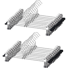 Металеві вішалки для штанів, вішалки для спідниць 35 см, компактні з нековзними затискачами для штанів, спідниць, шкарпеток, 20 шт.