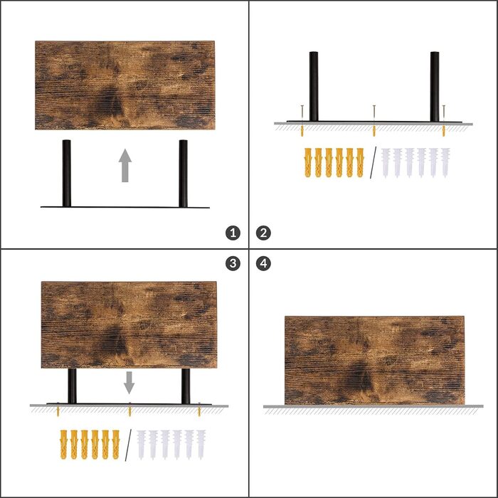 Полиця настінна HOOBRO 2 шт, плаваюча, 60x20x3.8 см, темно-коричнева. Настінні полиці для ванної, спальні, кухні, офісу, вітальні