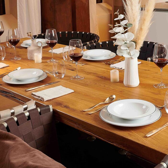 Mäser Nola: Кавовий сервіс на 6 осіб, 18-ти частинний, білий з чорним обідком. Комплект кавових чашок, тарілок і десертних тарілок