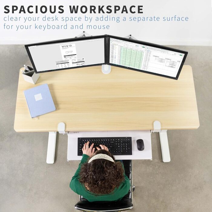 Висувна платформа для клавіатури VIVO, 69x28 см, біла, MOUNT-KB05W