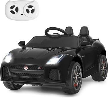 Дитячий електромобіль Jaguar COSTWAY 12V з пультом, музикою та підсвічуванням, чорний, для дітей від 3 років
