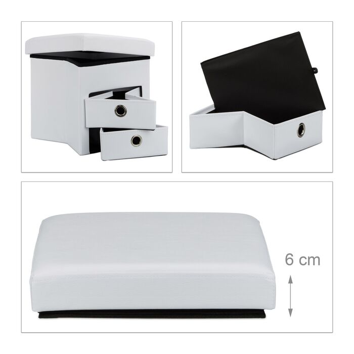 Відкидна табуретка Relaxdays з штучної шкіри та двома відділеннями