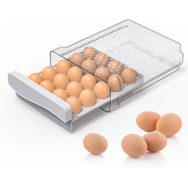 Контейнер для яєць Deecam: органайзер для холодильника на 20 яєць, прозорий, білий
