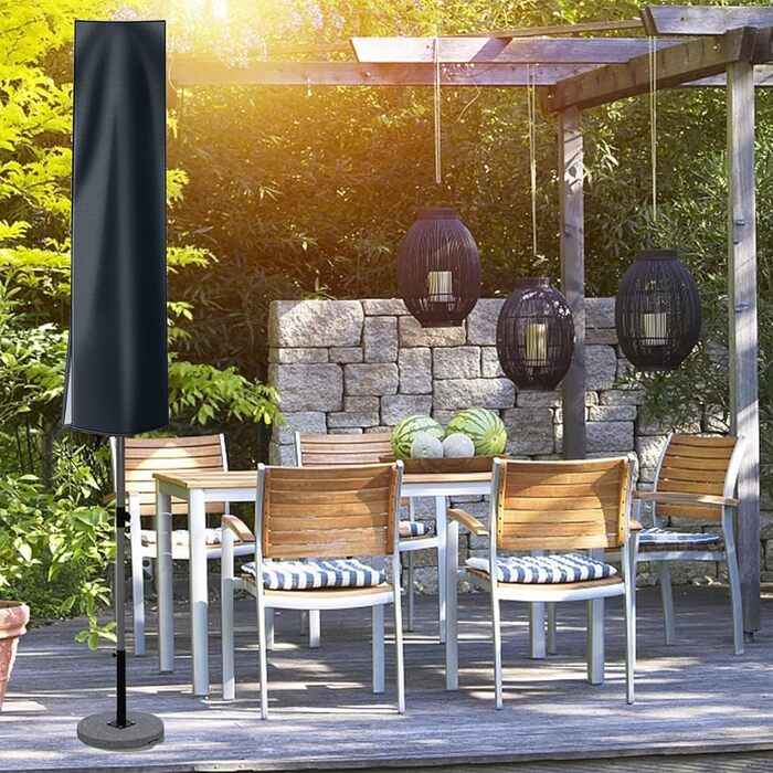 Чохол для парасольки OKPOW 3м, 600D, водонепроникний, з блискавкою, захист від УФ, вітру та снігу (153x30/30 см, темно-сірий)