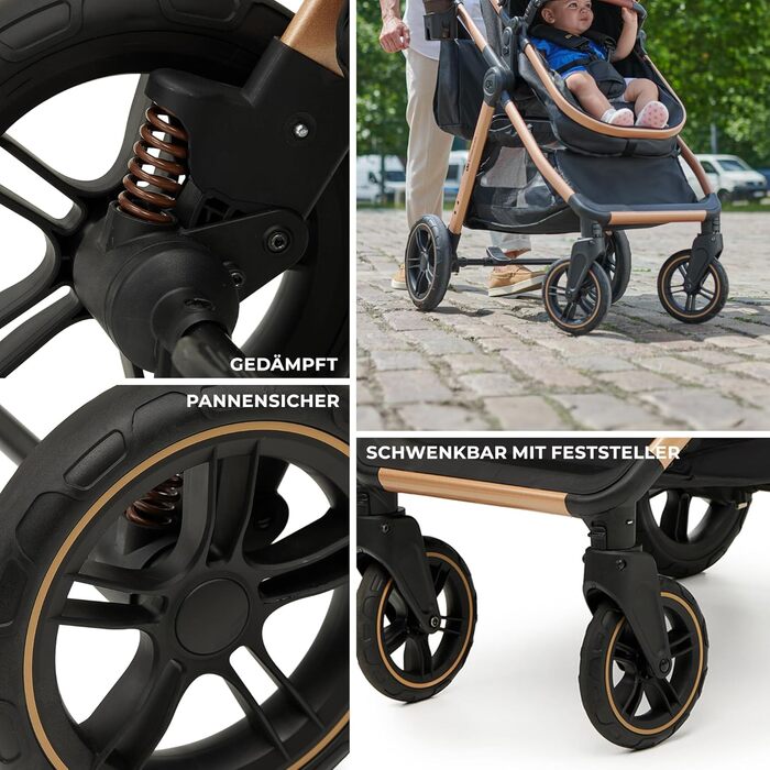 Дитяча коляска Kinderkraft ESME 3-в-1: комплект, до 22 кг, автокрісло I-size, бежевий колір