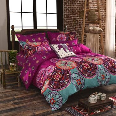 Комплект постільної білизни Koudi Boho 135x200, 4 шт. и, вінтажний візерунок мандала, мікрофібра, в т.ч. 2 подушки 80x80 см