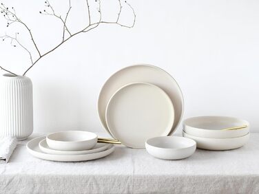 Набір посуду серії Uno 16шт, комбінований набір з керамограніту (Offwhite, посуд із 8 предметів), 22978