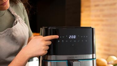 Фритюрниця без олії Cecotec Cecofry Full InoxBlack Pro 5500, 5.5 л, 1700 Вт, 8 режимів, PerfectCook, LED-дисплей