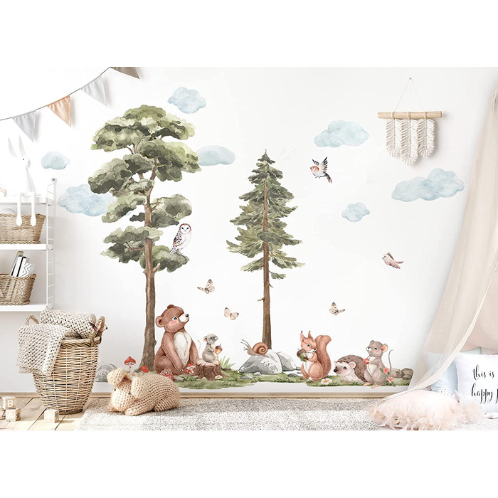 Наклейка на стіну зі зображенням лісових тварин Grandora для дитячої кімнати