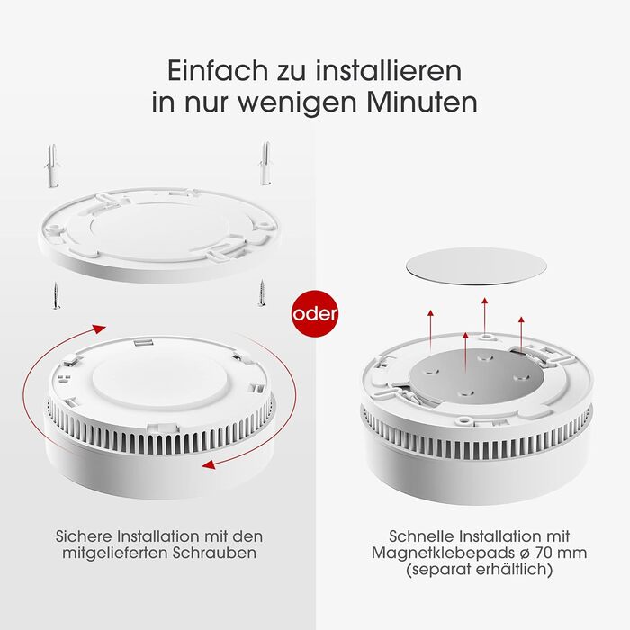 X-Sense Димний пожежний сповіщувач: 10 років роботи від батареї, фотоелектричний сенсор, сертифікат EN14604, SD2J0AX, набір 10 шт. Білий