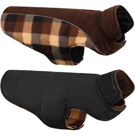 Пальто для собак зимове, водонепроникне, з захистом живота, двостороннє, світловідбиваюче, коричневе, XL