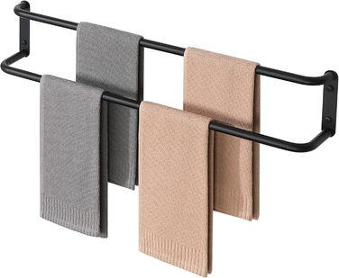 Тримач для рушників подвійний, 80 см, нержавіюча сталь 304, чорний колір, для ванної кімнати та кухні