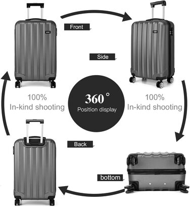 Чохол-валіза на колесах KONO з 4 колесами, валіза для подорожей, багаж (Рожевий, комплект) (Сірий, M (56см - 40л))