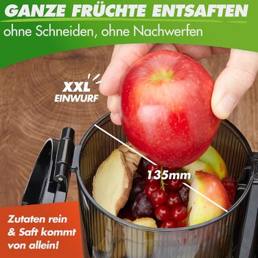 Entsafter Nutrilovers NUTRI-PRESS MAX: холодний віджим, велика завантажувальна горловина 135 мм, без BPA, з рецептами, чорний