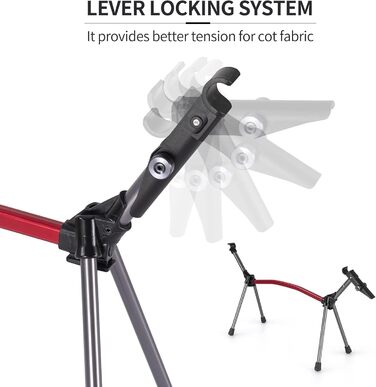 Польове ліжко Naturehike ультралегке складане, витримує до 150 кг, з регулюванням висоти, чорне — для кемпінгу, офісу та гостей