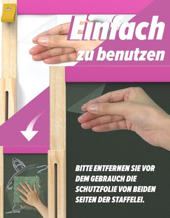 Мольберт для малювання Joyooss для дітей, регульований дерев'яний мольберт для малювання, двосторонній, сухий маркер, з аксесуарами для малювання, подарунок та канцтовари для дітей 4-8 років (РОЖЕВИЙ) 106PINK