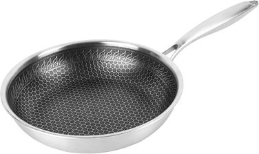 Сковорода з нержавіючої сталі Karl Hausmann Ø 28 см - не покрита антипригарним покриттям, для індукційних плит, преміум-якість, для смаження картоплі, м'яса та овочів, придатна для миття в посудомийній машині