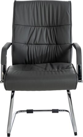 Стілець офісний Sievert з м'якою спинкою та оббивкою зі штучної шкіри, сірий | Конференційний стілець з підлокітниками