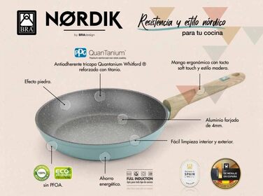 Сковорода BRA NORDIK кована алюмінієва з антипригарним покриттям, підходить для всіх типів плит, включаючи індукційні (22 см)