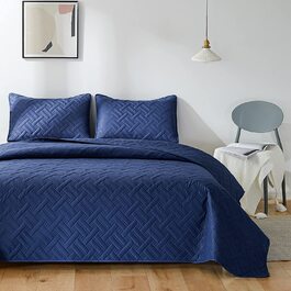 Покривало для ліжка Beeweed 220x200 см з 2 наволочками темно-синє