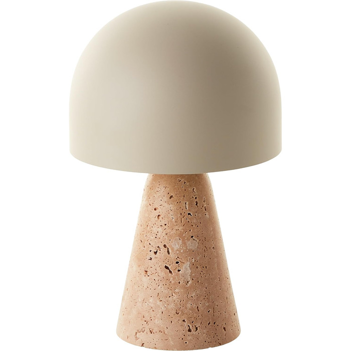 Настільна лампа Lightbox Mushroom, цоколь з травертину, E14, висота 31см, бежевий