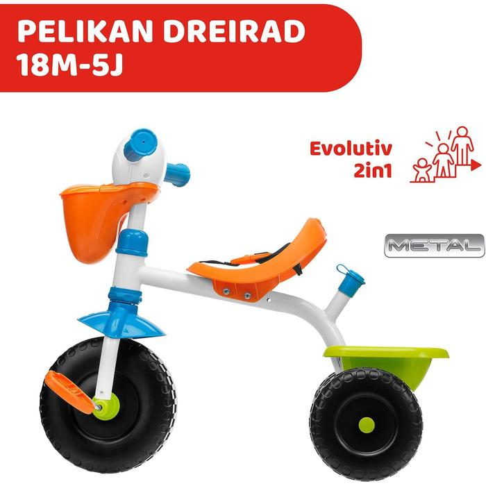 Триколісний велосипед Chicco 4 в 1: від 6 місяців до 4 років, біло-блакитний