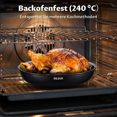 Набір сковорідок BEZIA з знімними ручками, антипригарне покриття, індукційні, 20+24+28 см, стакельне, придатні для миття в посудомийній машині та духовці