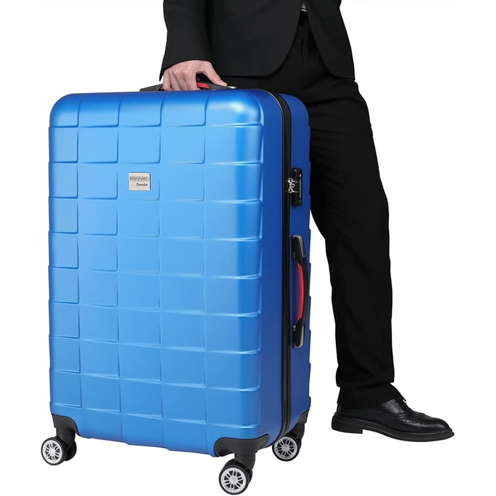Візок для ручної поклажі Monzana із замком TSA Подвійні коліщатка Телескопічна ручка Розмір ніжок Дорожня валіза Валіза на колесах (синій, XL)
