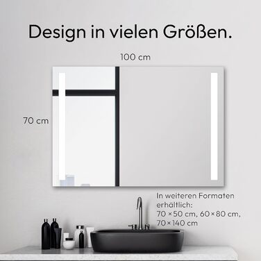 Дзеркало для ванної кімнати Talos Light LED 80x60 см з підсвічуванням, нейтральним білим світлом, алюмінієвою рамою, сучасний дизайн