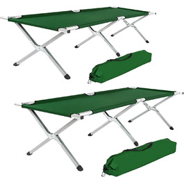 Кемпінгове ліжко tectake XL Alu з завантаженням до 150 кг з сумкою для транспортування - Різні кольори та кількість - 2 шт. Зелений