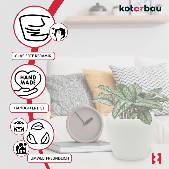 Керамічні горщики для квітів KOTARBAU® (15 см, діаметр 13,5 см, білі)