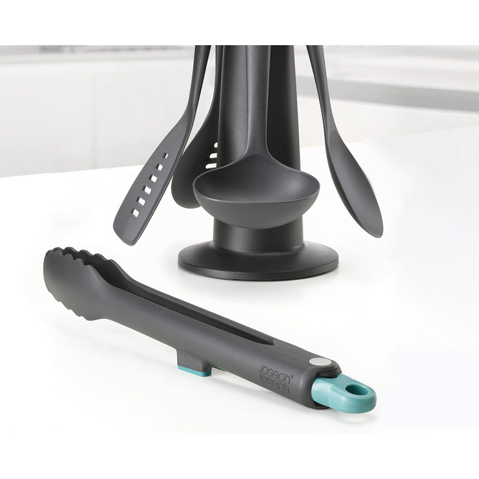 Набір кухонних аксесуарів Joseph Joseph Duo (5 шт) з підставкою, силіконові ручки, термостійкий, Opal