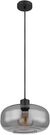 Підвісний світильник Підвісний світильник Обідній настільний світильник Копчене скло Вітальня кругла чорна, металева ретро, E27 Цоколь, DxH 28x120 см