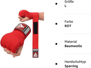 Гексоген внутрішні рукавички для боксу Тайська тренування, еластичні боксерські бинти довжиною 75 см, наручні спортивні спаринг-бинти для рук внутрішні боксерські Рукавички боксерські рукавички для ударів по м'ячу боксерські рукавички (XL, Червоний)