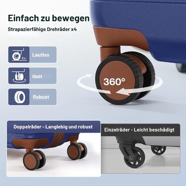 Набір валіз для подорожей Hartschale (2 шт, M+XL 55+75см), легкий полікарбонат PC, розширюваний дорожній кофр з колесами та TSA замком, класичний синій