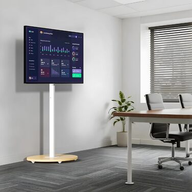 Підставка для телевізора Unho з регульованою висотою, біла, на коліщатках, для екранів 40-75 дюймів, VESA 600x400 мм, до 50 кг