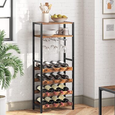 Стеллаж для вина HOOBRO: органайзер для 16 пляшок з тримачем для келихів, для кухні, бару, ресторану