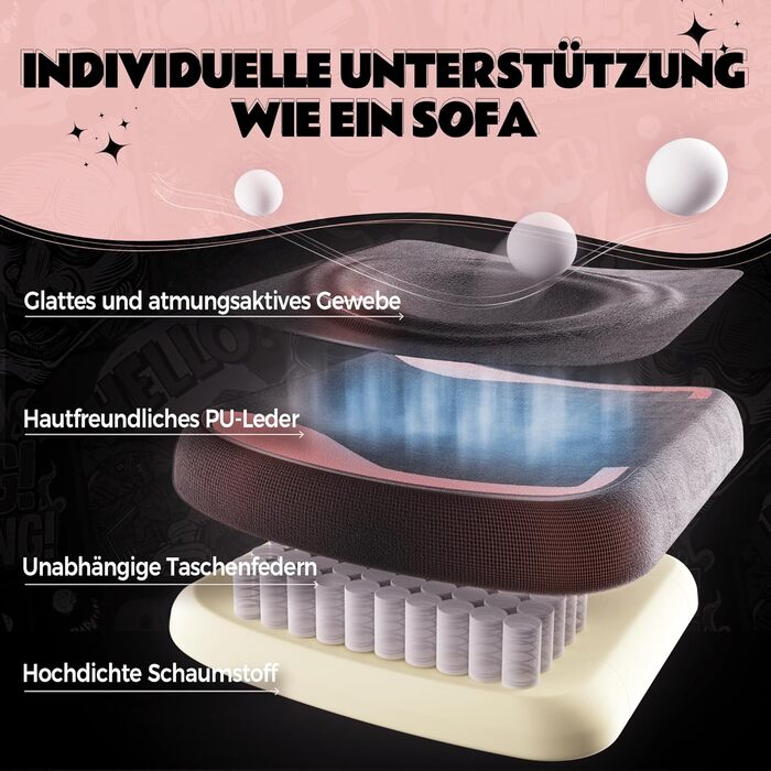 Ігровий крісло Dowinx з підніжкою, комфортний ігровий сідло для ПК, рожево-білий/чорний, для дорослих