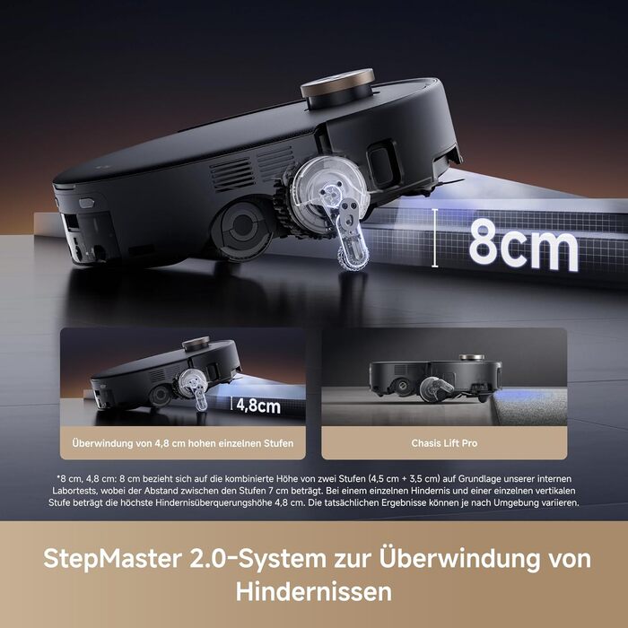 Робот-пилосос Mova Z60 Ultra Complete з вологою тканиною 28000 Па, LiftPro, перешкоди 8 см, DToF+Dual Laser+RGB/LED, AutoShield для килимів, MaxiReach моп & щітка, чорний