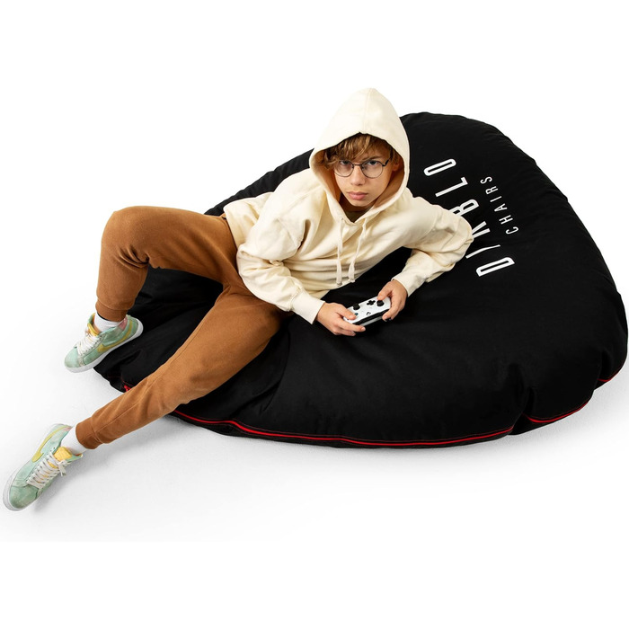 Подушка для сидіння Diablo Gaming Beanbag XXL з наповнювачем Ігрове крісло Дитяча крісло-мішок Крісло-мішок для дитячої кімнати Вітальні EPS Намистини Поліестер 110 см х 100 см (чорний)