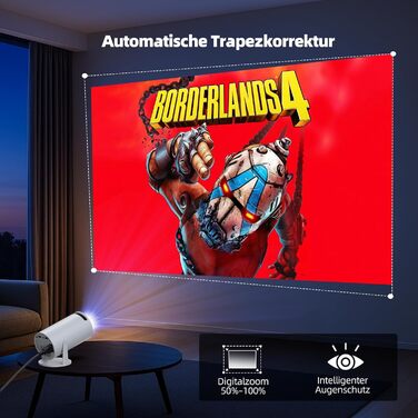 Портативний проєктор Mini Beamer 4K з WiFi6, Bluetooth 5.0 та Android 11.0. Підтримка HDMI, USB, Laptop для домашнього кінотеатру. Автоматичне вирівнювання зображення