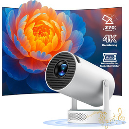 Портативний проєктор Mini Beamer PR08: 4K Smart проєктор з WiFi6, BT5.4, динаміком 5W, Keystone 270° та підтримкою Android 11. Сумісний з HDMI, TV Stick, Laptop