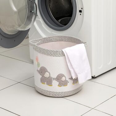 Набір кошиків для зберігання 3 шт. з плетіння, дитячі кошики для іграшок, білизни, складний органайзер для дитячої кімнати, для іграшок, одягу, м'яких іграшок, місткі та надійні кошики (Сірий слон)